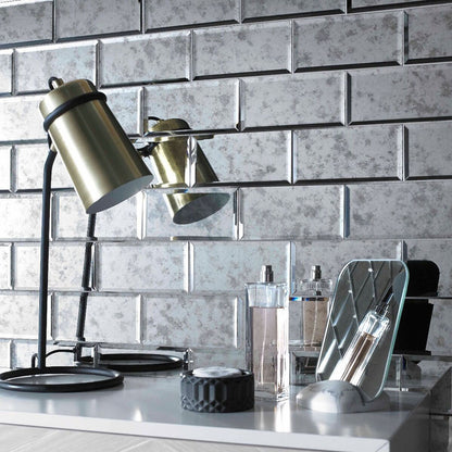 Verona Lumiere Bevel Mirror Brick Mosaic 300x305mm - JJ Building Materials