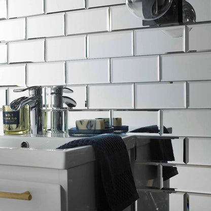 Verona Lumiere Bevel Mirror Brick Mosaic 300x305mm - JJ Building Materials