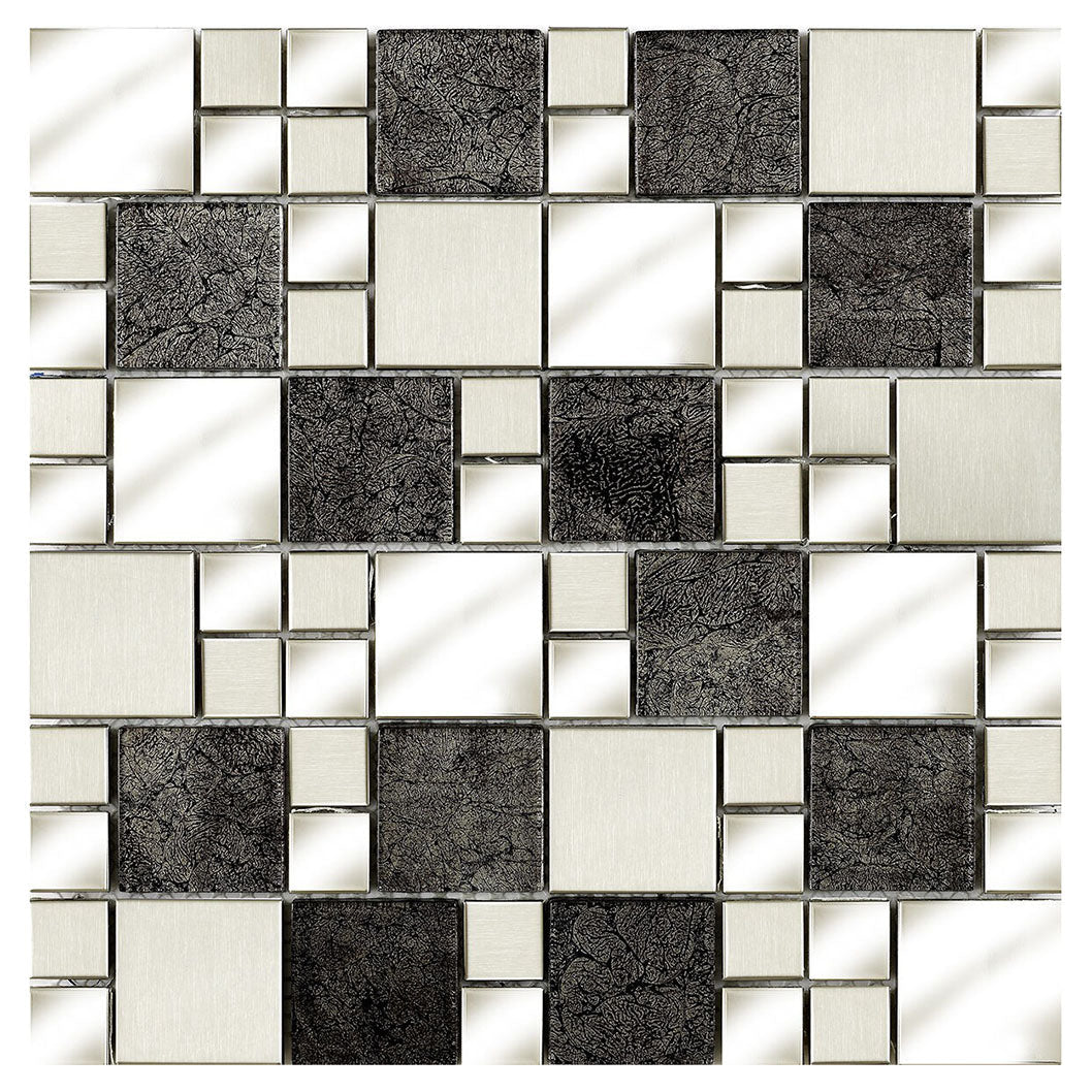 Verona Moonlight Glass/Metal Mix Modular Mosaic 300x300mm - JJ Building Materials
