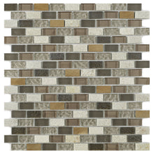 Verona New York Beige Glass/Stone/ Metal Mix Mini Brick Mosaic 285x305mm - JJ Building Materials
