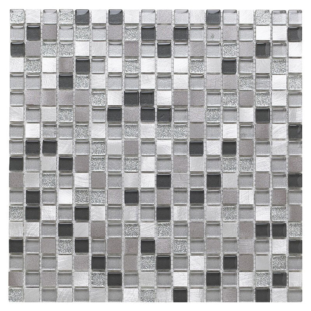 Verona Platinum Glass/Metal Mix Mosaic 300x300mm - JJ Building Materials