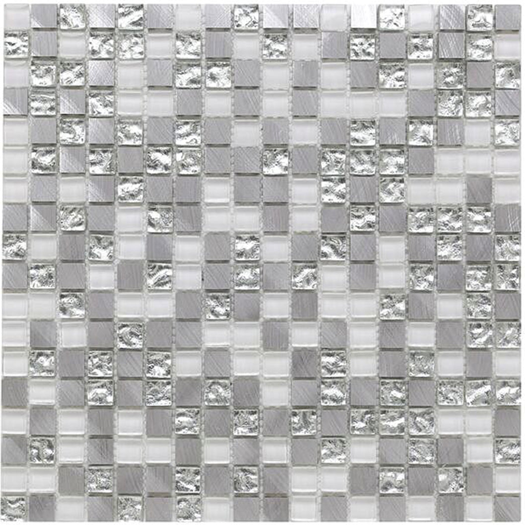 Verona Platinum Glass/Metal Mix Mosaic 300x300mm - JJ Building Materials