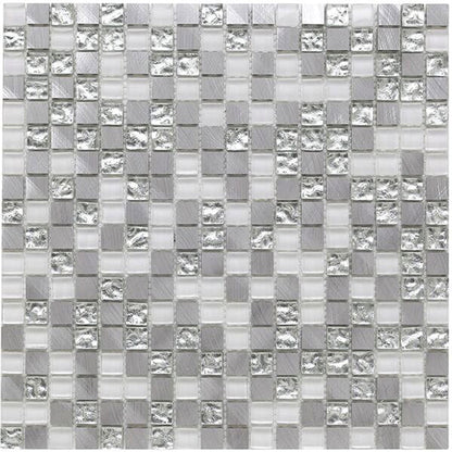 Verona Platinum Glass/Metal Mix Mosaic 300x300mm - JJ Building Materials