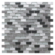 Verona Platinum Lancer Glass/Metal Mix Mini Brick Mosaic 300x300mm - JJ Building Materials