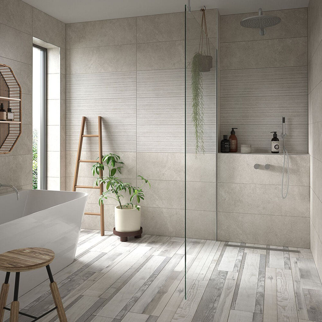 Verona Pueblo Grey Décor Wall Tile 300x900mm - JJ Building Materials