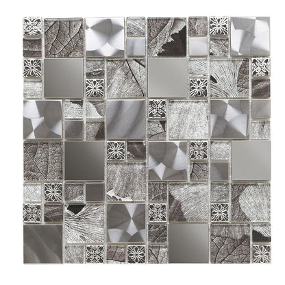 Verona Saturn Silver Glass/Metal Mix Modular Mosaic 300x300mm - JJ Building Materials