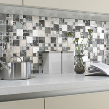 Verona Saturn Silver Glass/Metal Mix Modular Mosaic 300x300mm - JJ Building Materials