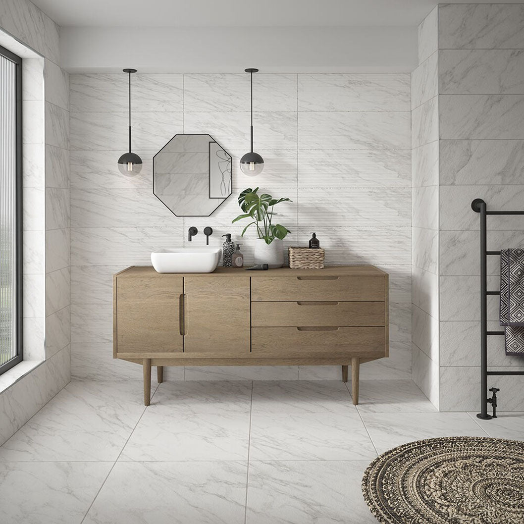 Verona Terma White Décor Wall Tile 250x750mm - JJ Building Materials