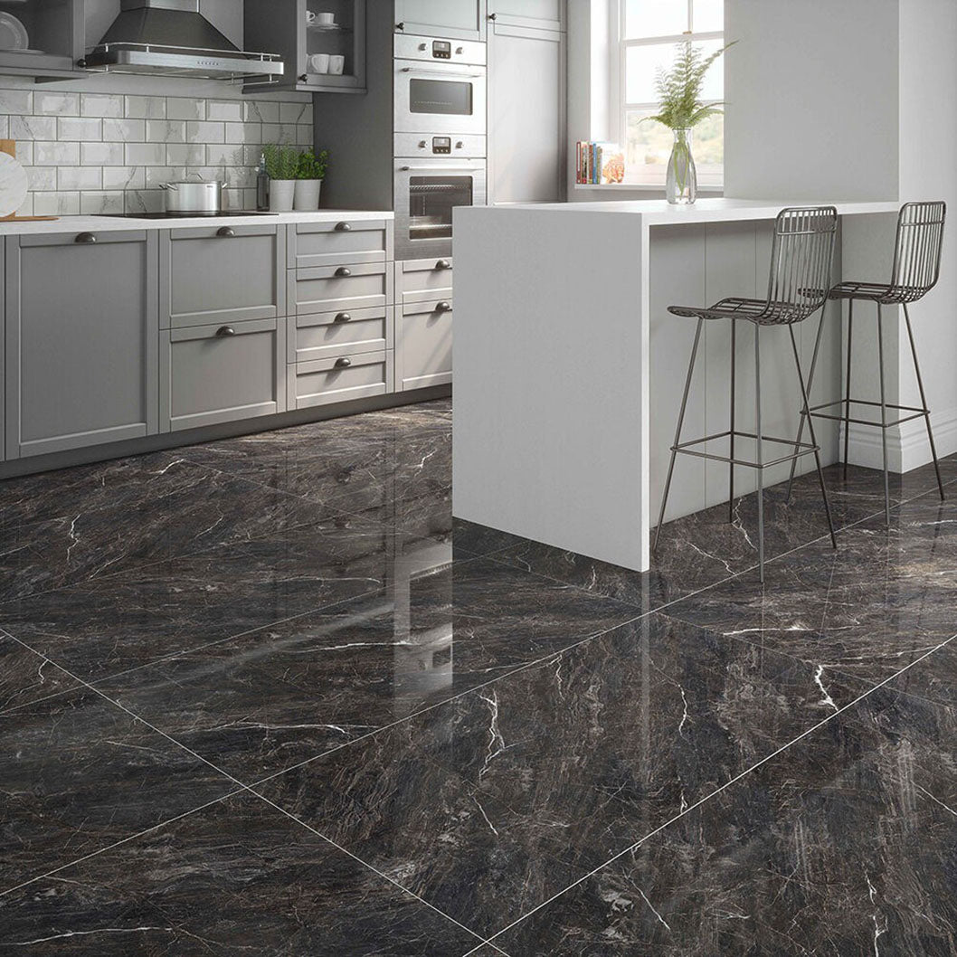 Verona Zeus Midnight Black Wall & Floor Tile 600x1200mm - JJ Building Materials
