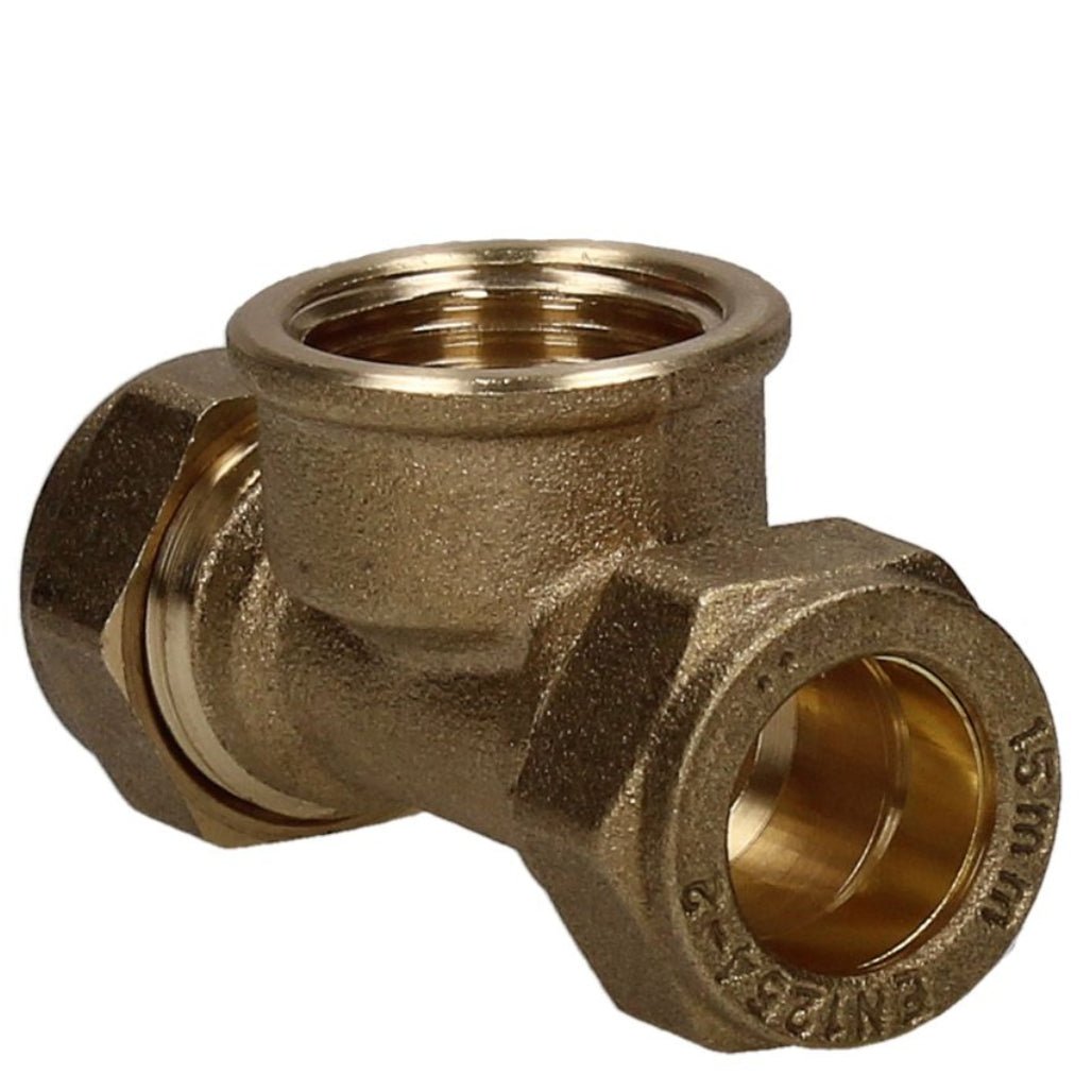V&G Compression 15mm x 15mm x 1/2 Female Iron Reducing Tee - JJ Building Materials