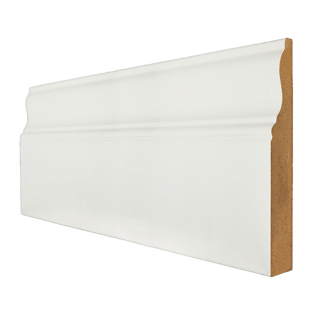 White Primed 18x146mm Wrapped Ferrol Skirting Board (4x3m Lengths) - JJ Building Materials