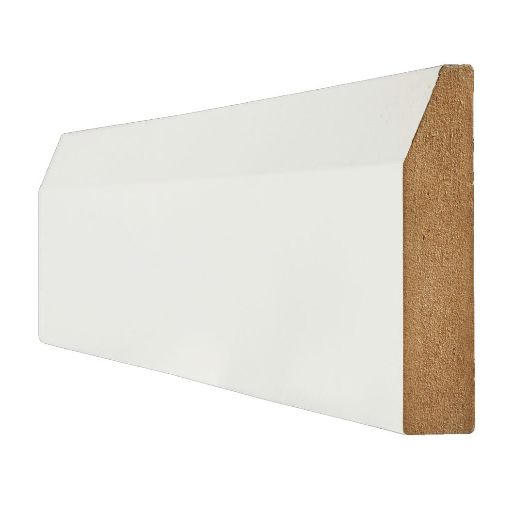 White Primed 18x95mm Wrapped Chamfered Skirting Board (4x3m Lengths) - JJ Building Materials