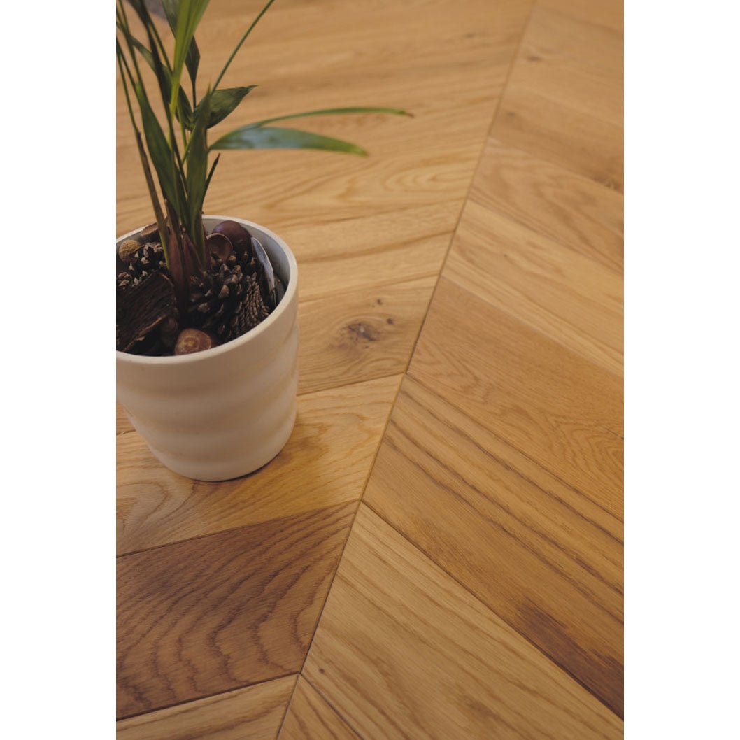 Wingate Oak Chevron Brushed Fusion Hybrid Engineered Wood Flooring - 1.568m2 Pack Size | Parquet Range - JJ Building Materials