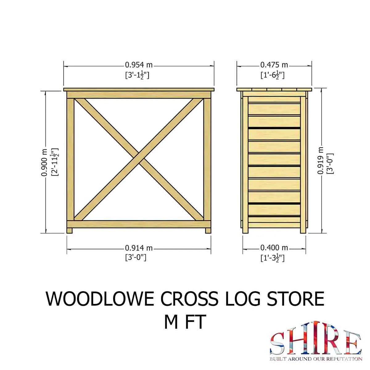 Woodlowe Cross Log Store 3x1 - JJ Building Materials