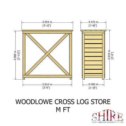 Woodlowe Cross Log Store 3x1 - JJ Building Materials
