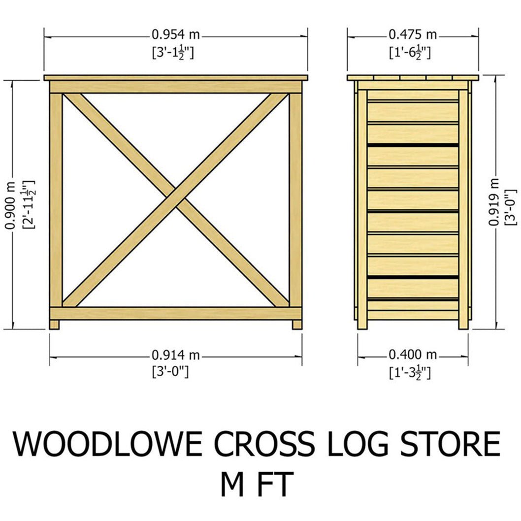 Woodlowe Cross Log Store 3x1 - JJ Building Materials