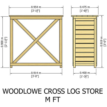 Woodlowe Cross Log Store 3x1 - JJ Building Materials