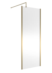 Nui 800mm Outer Framed Wetroom Screen With Support Bar Contemporary Brushed Brass Aluminium 1850x800x14mm