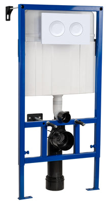 Hudson Reed Concealed Cisterns And Frames Dual Flush Concealed Cistern Frame With Round Plate Contemp White Stainless Steel 890x520x201mm