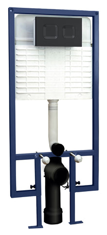 Hudson Reed Concealed Cisterns And Frames Dual Flush Concealed Cistern Frame Square Plate Contemp Matt Black Stainless Steel 1136x520x204mm